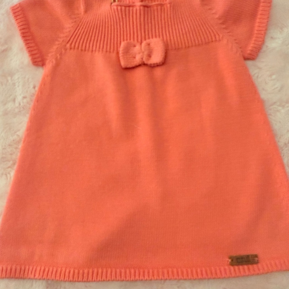 Adorable Knit Dress with Bow Accent